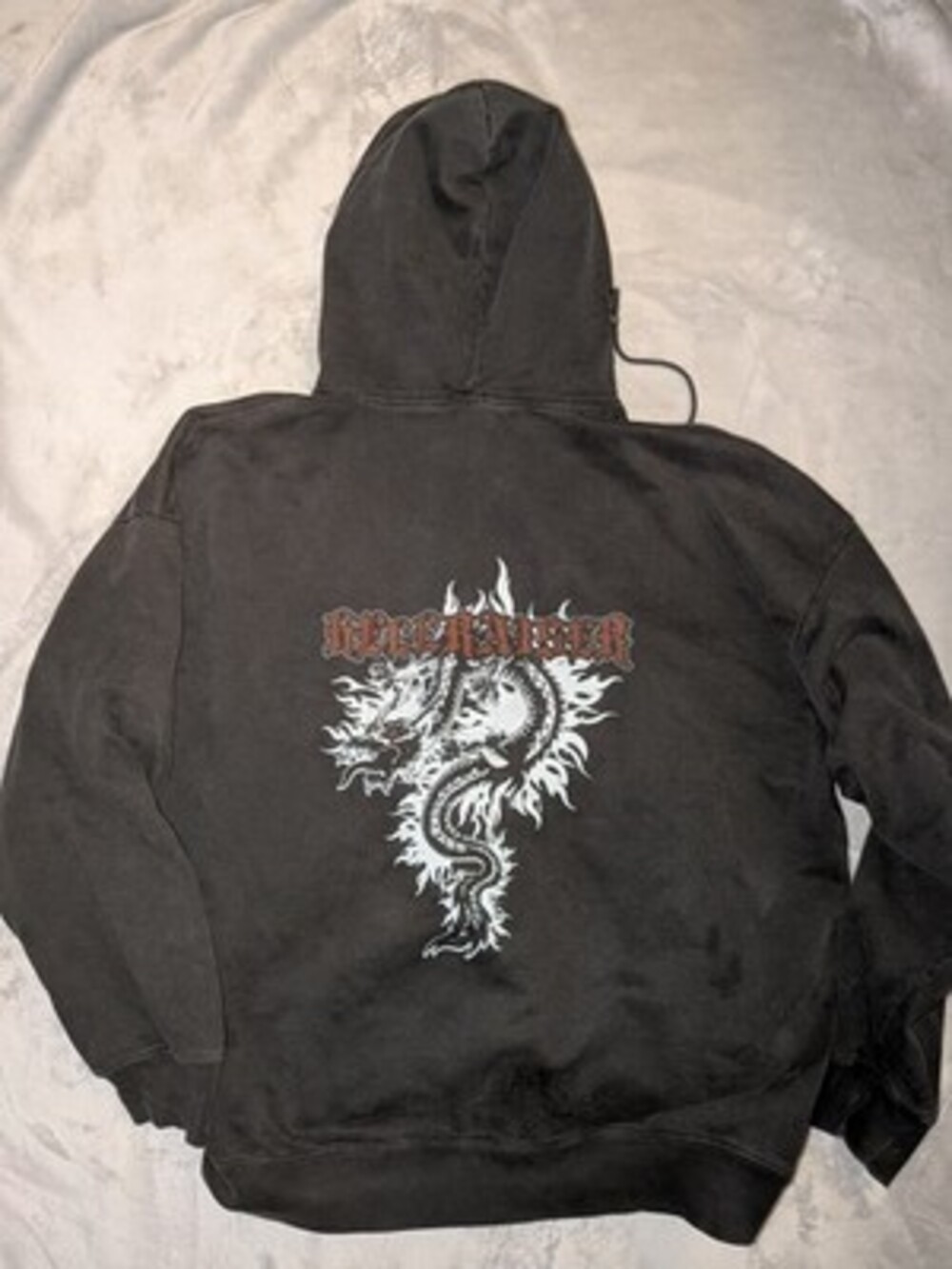 Brandy Melville John Galt Hellraiser Dragon Hoodie Black Graphic Y2K Goth Grunge